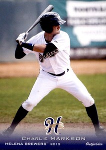 2013 Helena Brewers Grandstand #20 Charlie Markson Whitefish Bay Wisconsin Card