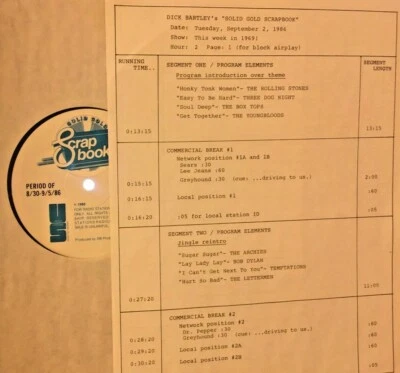 RADIO SHOW: 9/2/86 THIS WK 69 3 DOG NIGHT, BOX TOPS, NILSSON, ARCHIES,BOB DYLAN  - Image 1 of 2