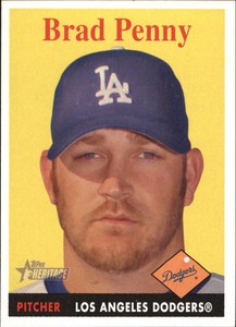 2007 Topps Heritage Los Angeles Dodgers Baseball Card #25 Brad Penny