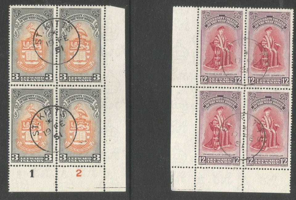 LEEWARD IS SG123-4 el par 1951 en finos bloques marginales usados de 4 Foto 1 de 1