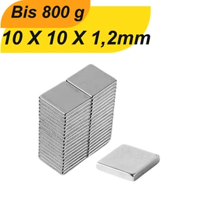 Neodym Magnet Supermagnete 10X10X1K2 mm hohe Haftkraft Quader N38 stark - Bild 1 von 6