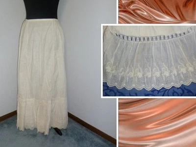Antigua falda enagua bordada encaje victoriano eduardiana falda boda ¡guau! Foto 1 de 4
