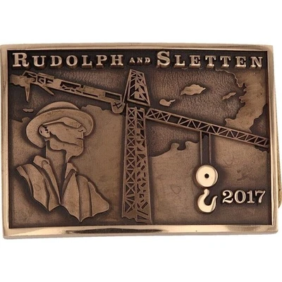 Латунная пряжка ремня Rudolph Sletten строительного подрядчика California - Изображение 1 из 4