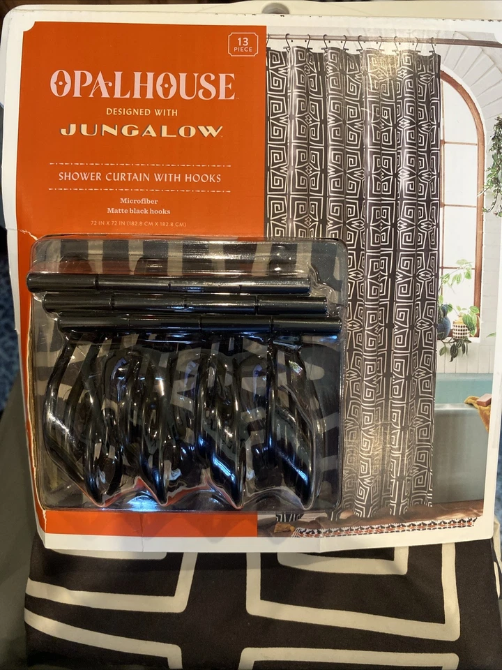 13pc Shower Curtain Bundle with Hooks Black/White - Opalhouse designed - Image 1 of 1