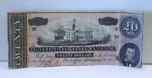 1864 Confederate States of America $20 Bill Richmond Fine+ - Picture 1 of 2