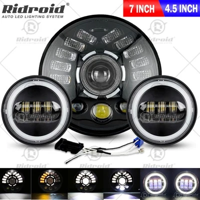 Faro LED de 7 pulgadas + lámpara de paso de 4,5" para Harley Davidson Ultra Limited FLHTK Foto 1 de 4