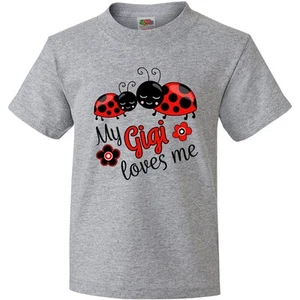 Inktastic My Gigi Loves Me With Cute Ladybugs Youth T-Shirt Great Grandma Bugs - Picture 1 of 9