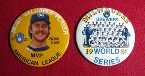Milwaukee Brewers 1982 World Series & Robin Yount MVP Team Photo Pinback Buttons - Picture 1 of 2