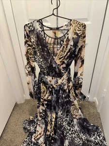 MAXI EXTRA LANG by TOV Los Angeles GEMUSTERTES CRUISE KLEID Größe 42 XL UVP 175 $ - Bild 1 von 7