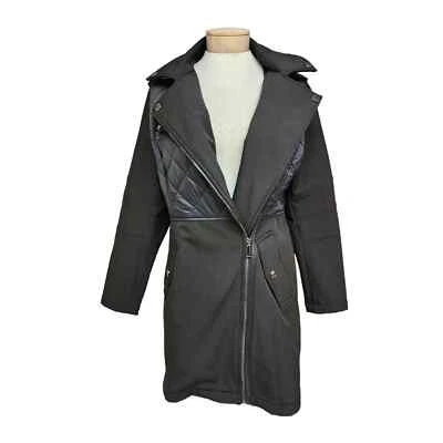 BCBG Generation Size Medium Black Jacket Coat full zip hood - Image 1 of 4