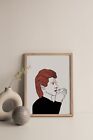A4 David Bowie Print, Music Home Decor, Black and White Wall Art, Tea Lover Gift