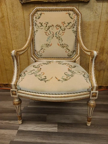French Louis XVI Style Gold Gilt Arm Chair Cover