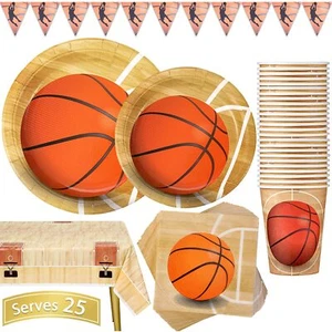 Basketball Party Supplies 102PCS Sports Themed Children Birthday Paper Dinner... - Picture 1 of 8