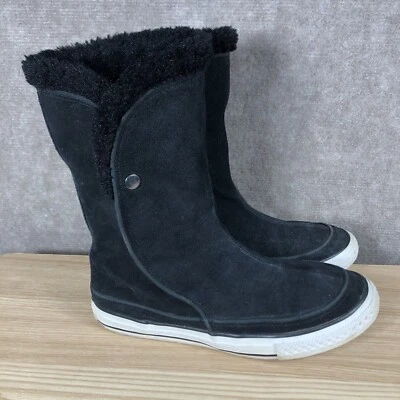 Converse Boots Junior 5 Chuck Taylor Beverly Black Suede Leather Faux Fur Lined - Image 1 of 4