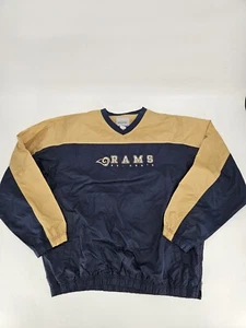 St Louis Rams Pullover Mens XL Blue Reebok NFL Football Windbreaker Y2k - Picture 1 of 13