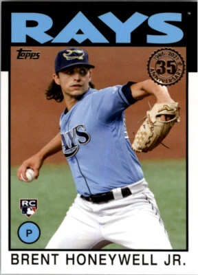2021 Topps Update '86 Topps #86B-50 Brent Honeywell Jr. RC Tampa Bay Rays Rookie - Image 1 of 2