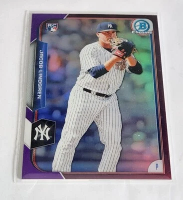 2015 Bowman Chrome Jacob Lindgren Purple Refractor Rookie RC #'d 234/250 #14 - Image 1 of 2