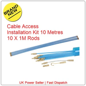 10M Cable Access Kit 1M X 10 Electricians Puller Rods Wires Draw Push Pulling - Picture 1 of 1