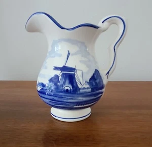 Hand Painted Porcelain Delft Blue Pitcher with Handle DAIC - Picture 1 of 5