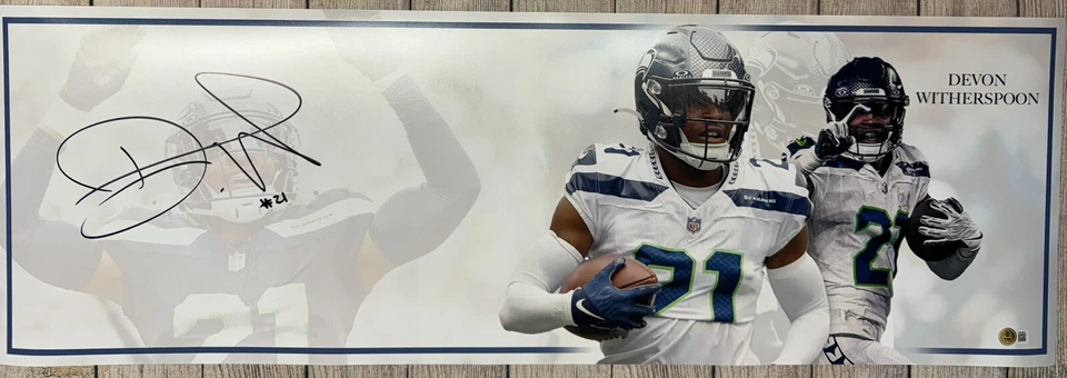 SEATTLE SEAHAWKS DEVON WITHERSPOON SIGNED 12X36 PANORAMIC PHOTO2 BECKETT COA!!! - Image 1 of 1