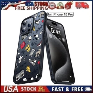 Cute Graffiti Translucent Shockproof Phone Case Cover For iPhone 15 Pro 6.1" - Picture 1 of 14