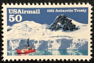 1991 Scott #C130, 50¢, AIRMAIL - ANTARCTIC TREATY ARMS - Single - MINT NH - - Picture 1 of 1