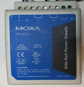  Moxa DR-4524  Power Supply, 24VDC 2A output Din Rail, Input: 100-240VAC  - Picture 1 of 3