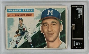 1956 Topps #10 Warren Spahn Milwaukee Braves GMA 5 - EX - Picture 1 of 2