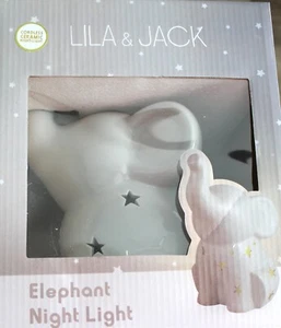 Neu Lila & Jack weiß kabellos Keramik Elefant Nachtlicht - Bild 1 von 3