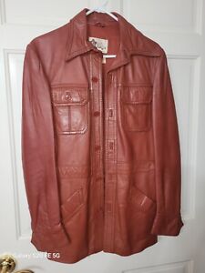 Men's Brick Colored Leather Jacket