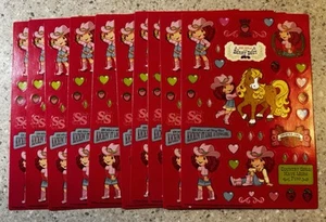 Vintage Strawberry Shortcake Stickers - 10 Sheets Of Country Cowgirl Themed - Picture 1 of 2