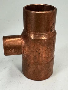 EPC Reducing Tee 1-1/2" x 1-1/4" x 3/4" CTS Solder Copper Sweat Fitting - Picture 1 of 8