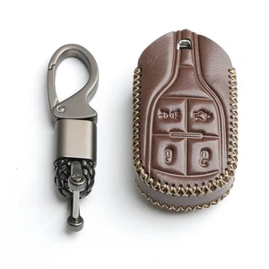 Brown Leather Cover Key Case 4 Buttons For Maserati Ghibli Levante Quattroporte - Picture 1 of 5