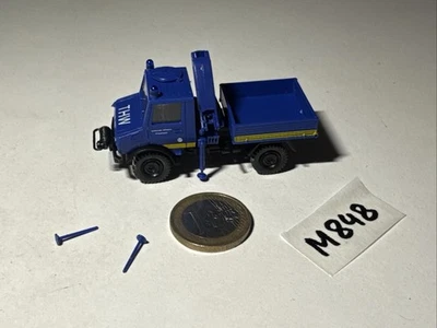 M848 MB Unimog THW Technisches Hilfswerk Ortsverband Blaulicht Hebekran Kran H0 - Bild 1 von 4