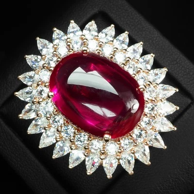 RED RUBELLITE TOURMALINE CABOCHON 28.70CT 925 STERLING SILVER HANDMADE RINGS Foto 1 de 4