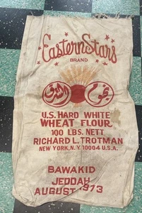 100lbs Eastern Stars 1973 Weizenmehlbeutel New York - Bild 1 von 4