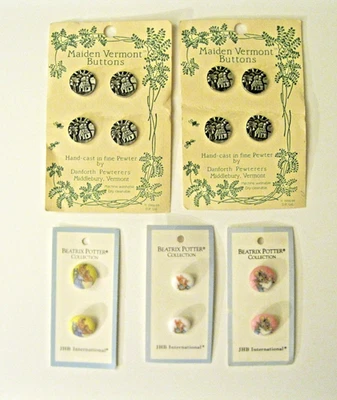 VINTAGE 6 BEATRIX POTTER COLLECTION 1976 + 8 MAIDEN VERMONT BUTTONS 1984 - Image 1 of 2