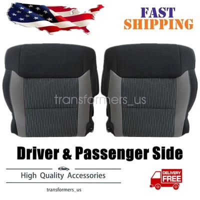 For 2014 - 2020 Toyota Tundra Driver & Passenger Bottom Cloth Seat Cover Black - Image 1 of 4