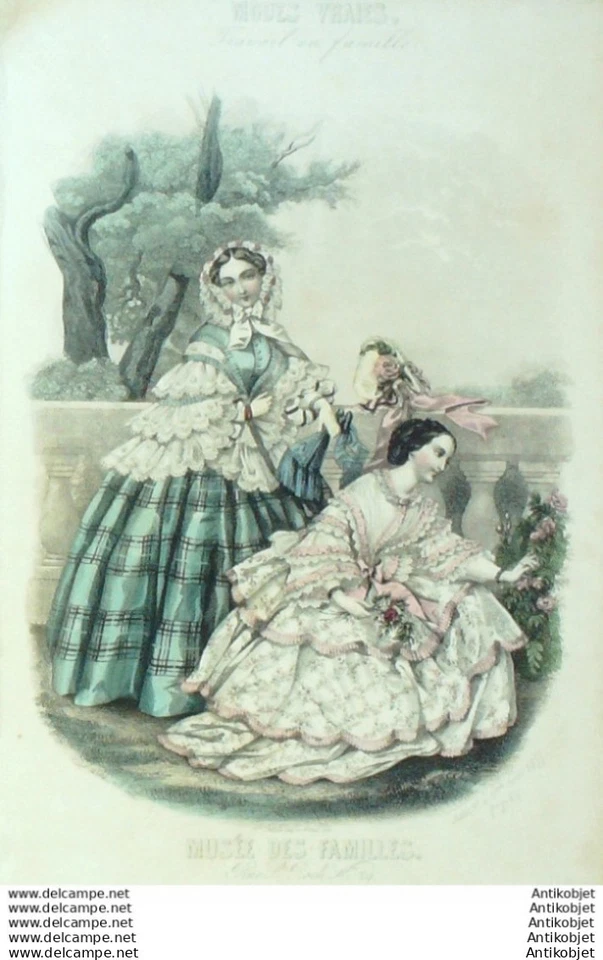 Gravure Mode Musee des familles 1855 # 10 (Old fashion plate) - Photo 1/1