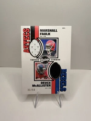 Parche de camiseta 2001 Upper Deck Marshall Faulk Deuce McAllister usado en juegos/50 Foto 1 de 4