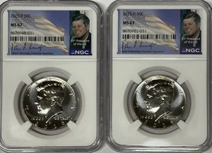 2025 P & D John F Kennedy NGC MS67 2 Coin Half Dollar Set Signature Labels - Picture 1 of 3