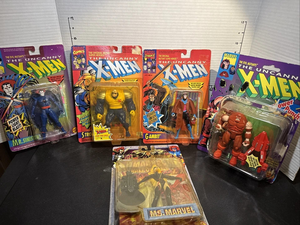Lote de 5 figuras de acción de colección XMen Marvel Toy Biz de la década de 1990 gambito sellado de fábrica +++ Foto 1 de 4