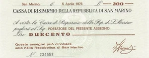 San Marino Republik 200 Lire 5.4.1976 S 102 seltene Banknote unzirkuliert FD - Bild 1 von 2
