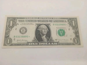 One Dollar Bill Star Note 2017A B03239890* Broken Ladder - Picture 1 of 10