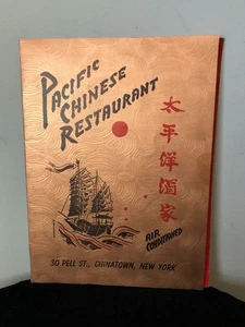 Vintage Pacific Chinese Restaurant Chinatown New York MENU, Pell Street - Picture 1 of 8
