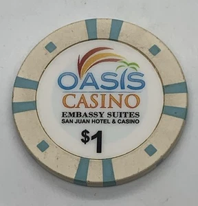 Oasis Casino Embassy Suites San Juan Hotel $1 Chip Isla Verde Puerto Rico 2019 - Imagen 1 de 3