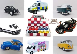 Pullback Die-Cast Cars VW Beetle Porsche Ice Cream White Van Police - 1:43 Scale - Picture 1 of 54