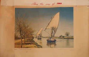 TWA AIRLINES ALONG THE WAY Egypt vintage Travel poster 1950 - Picture 1 of 20