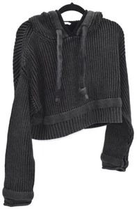 T Alexander Wang Women Gray Black Cropped top Hoodie Size M - Picture 1 of 8