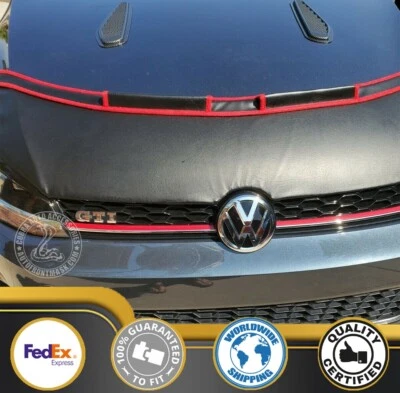 Car Hood Bra + RED FELT For Volkswagen VW Golf MK6 GTI 2010 2011 2012 2013 2014 - Image 1 of 4